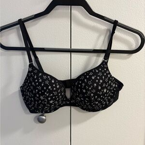 Victoria's Secret 32D  Black and White Star Push-Up Bra